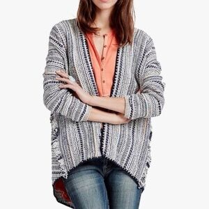Lucky Brand Pottery Tribal Open Front Fringe‎ Cardigan Sweater Size Medium